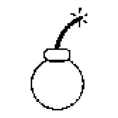 Grunge piksel bomba patlama oyun silah vektör çizim