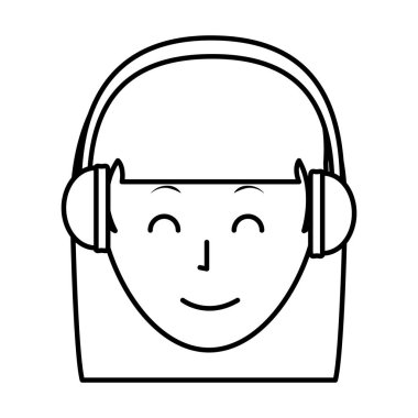 satır mutlu avatar kadın saç modeli vektör çizim ve kulaklık ile