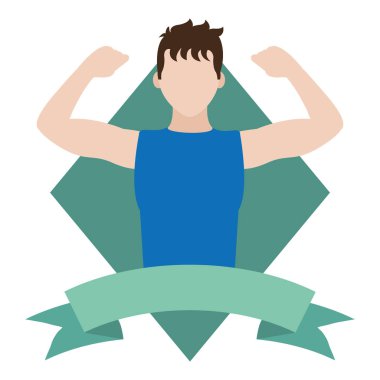 adam egzersiz eğitim amblemi ve şerit illüstrasyon vektör