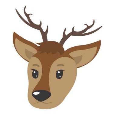 vahşi hayvan vektör çizim sevimli erkek geyik baş