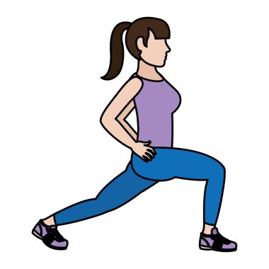 kadın lugges her bacak fitness eğitim vektör çizim renk