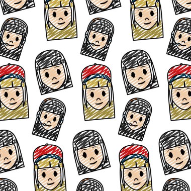 kadın baş saç modeli tasarım backgrond vektör çizim ile doodle
