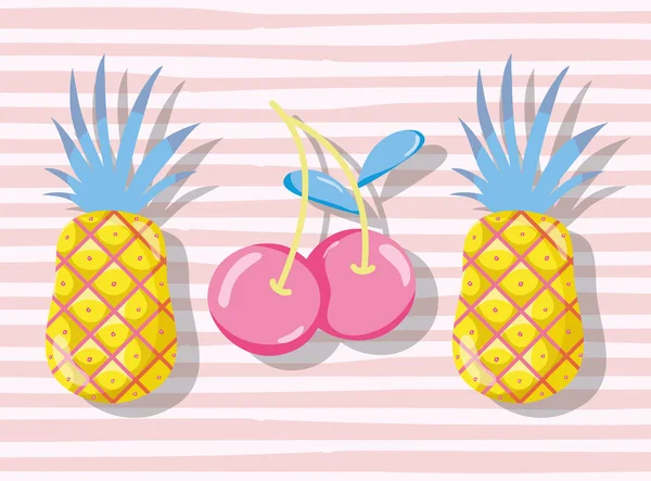 Punchy Pastel Fruits Vectoriel Illustration Graphisme — Image vectorielle