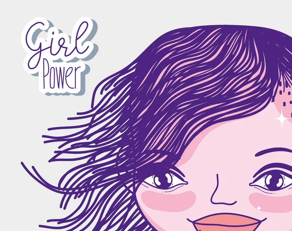 Girl Power Nachricht Mit Niedlichen Frau Cartoon Vektor Illustration Grafik — Stockvektor
