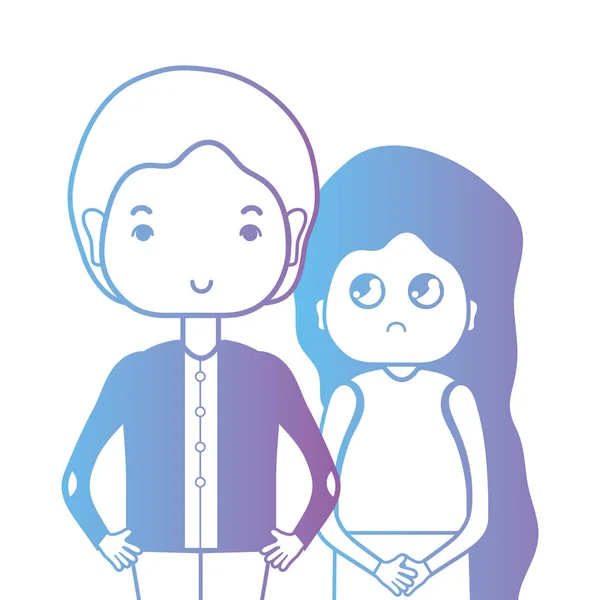 Ligne Couple Togeter Avec Illustration Vectorielle Conception Coiffure — Image vectorielle