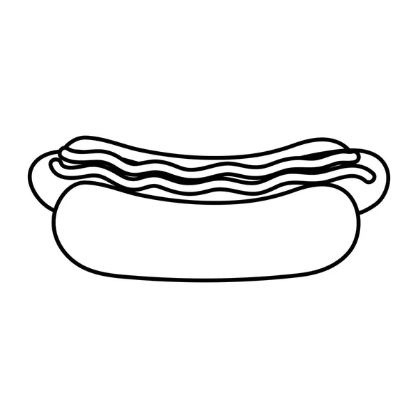 Line Snack Hot Dog Fastfood Sauces Vector Illustration — Stock Vector