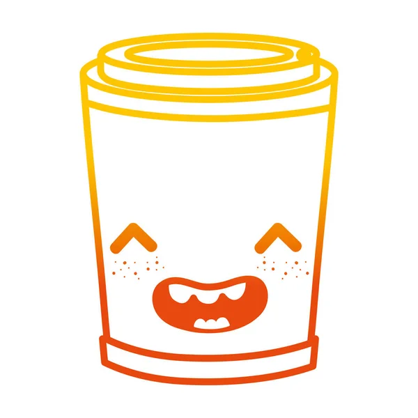 Degraded Line Kawaii Happy Coffee Plastic Cup Vector Illustration — Stock Vector