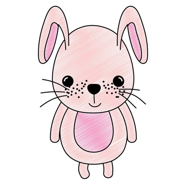 Doodle Niedlichen Kaninchen Wilden Tier Charakter Vektor Illustration — Stockvektor