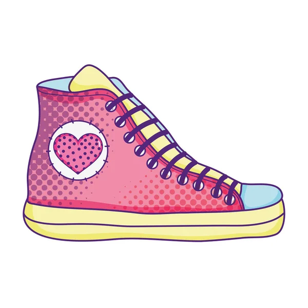 Scarpe Ginnastica Moda Con Disegno Del Cuore Vettoriale Illustrazione — Vettoriale Stock