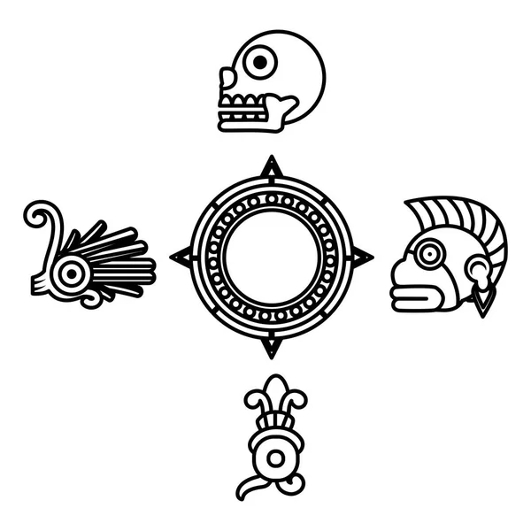 Línea Indígena Cultura Tradicional Símbolos Nativos Vector Ilustración — Vector de stock