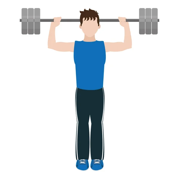 Fitness Man Lifting Weights Training Vector Illustration — Stock Vector