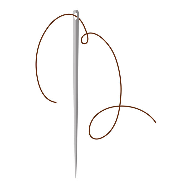 Шитье иглы портной с помощью нити текстильный инструмент векторной иллюстрации
