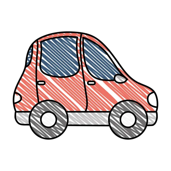 Doodle Sportwagen Mit Türen Und Rädern Design Vektor Illustration — Stockvektor