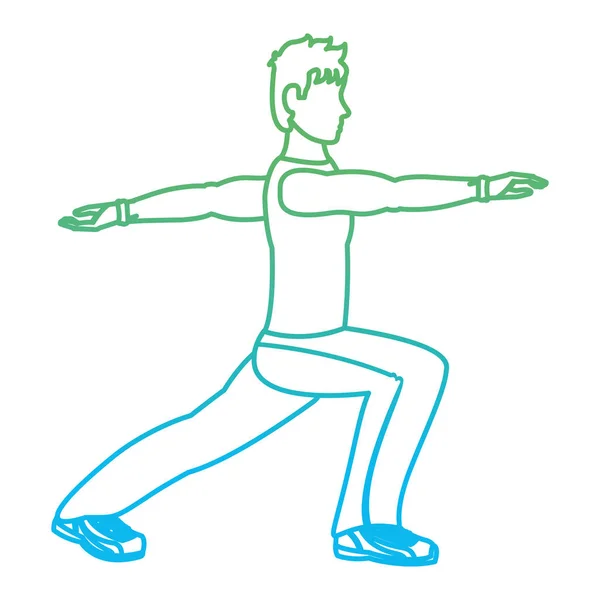 Aangetaste Lijn Fitness Man Lunges Elk Been Oefening Vectorillustratie — Stockvector