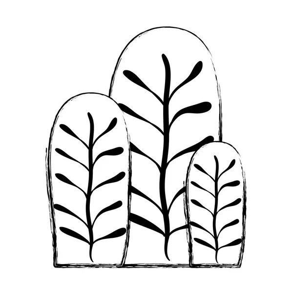 Grunge Doodle Bonito Natureza Folhas Estilo Árvore Vetor Ilustração —  Vetores de Stock