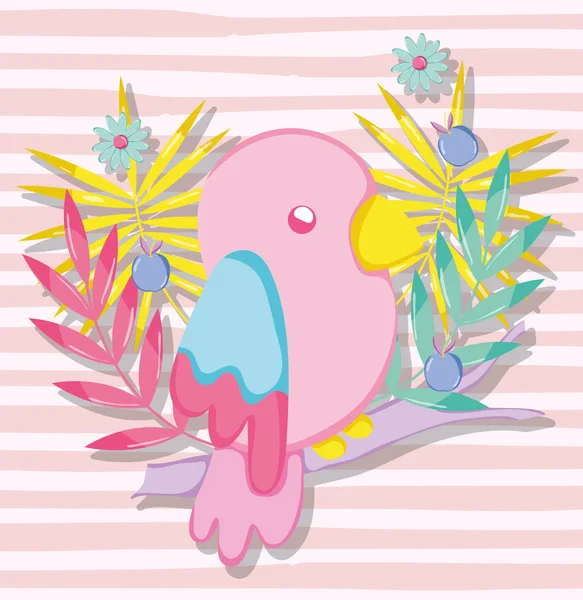 Punchy Pastel Cute Parrot Cartoon Vector Illustration Graphic Design — Stock Vector