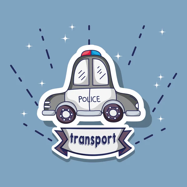 Policial Carro Transporte Elemento Patches Design Vetor Ilustração — Vetor de Stock