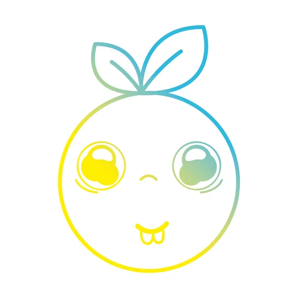 Line Kawaii Cute Funny Orange Fruit Vector Illustration — Stock Vector