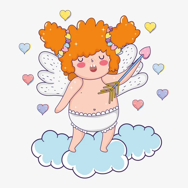 Cupido Con Flecha Para Celebración Del Día San Valentín Vector — Vector de stock