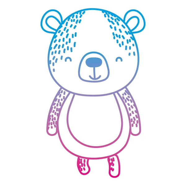 Degraded Line Happy Bear Wild Cute Animal Vector Illustration — Stock Vector