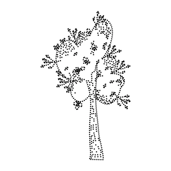 Albero Tropicale Forma Punteggiata Con Stelo Foglie Naturali Illustrazione Vettoriale — Vettoriale Stock