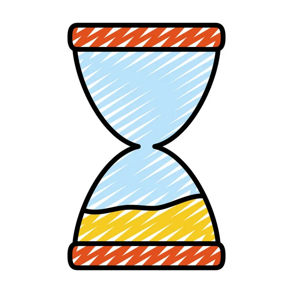 Doodle Sand Sanduhr Countdown Objekt Zeit Vektor Illustration — Stockvektor