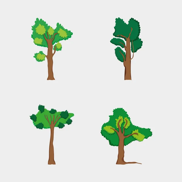集森林树木收藏向量图解平面设计 — 图库矢量图片
