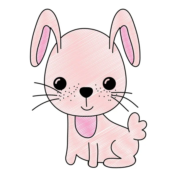 Tavşan Kuyruğu Vektör Çizim Hayvanla Oturmuş Mutlu Doodle — Stok Vektör