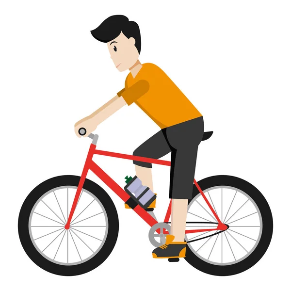 Bicicleta Paseo Del Hombre Ilustración Vector Estilo Vida Saludable — Vector de stock