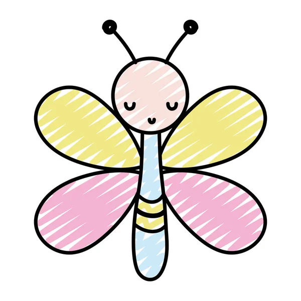 美蝶昆虫動物飛行ベクトル イラストレーションを落書き — ストックベクタ