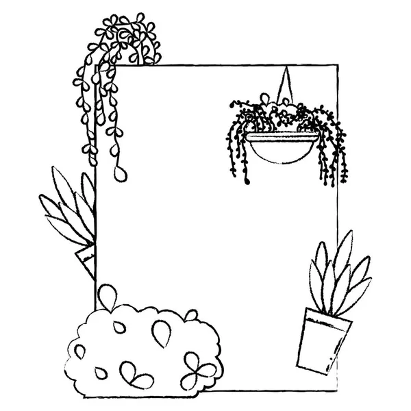 Grunge Znak Design Exotickými Rostlinami Narure Vektorové Ilustrace — Stockový vektor