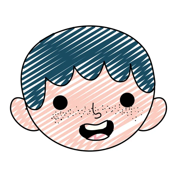 Doodle Heureux Enfant Garçon Tête Avec Illustration Vectorielle Coiffure — Image vectorielle