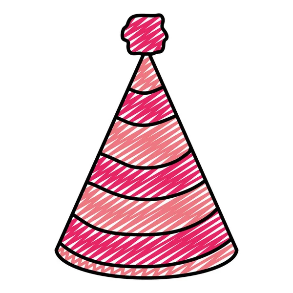 Doodle Party Hat Objeto Com Decoração Design Vetor Ilustração —  Vetores de Stock