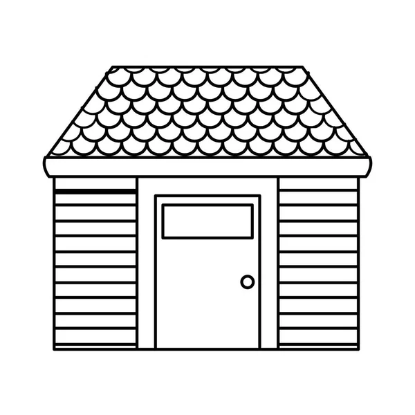 Linha Casa Agradável Com Telhado Segurança Porta Vetor Ilustração —  Vetores de Stock