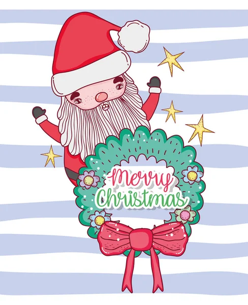 Weihnachtsmann Mit Girlande Und Schleife Vektor Illustration — Stockvektor