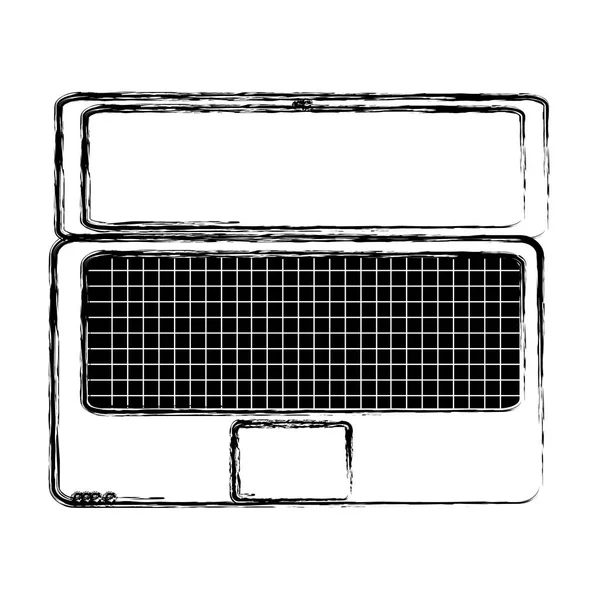 Grunge Elektronischer Laptop Mit Bildschirmtechnologie Service Vektor Illustration — Stockvektor