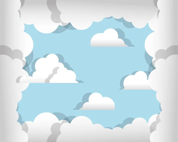 Papel Arte Céu Nuvens Paisagem Vetor Ilustração Gráfico Design — Vetor de Stock