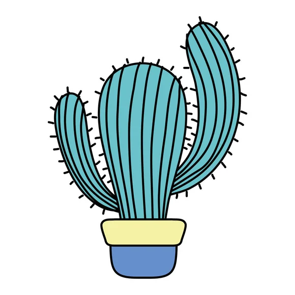 Kolor Natura Pustynia Cactus Roślin Wewnątrz Doniczki Ilustracja Wektorowa — Wektor stockowy