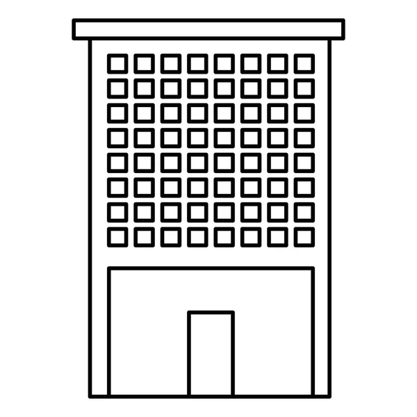 Line Urban City Building Architektur Mit Fenstern Vektorillustration — Stockvektor