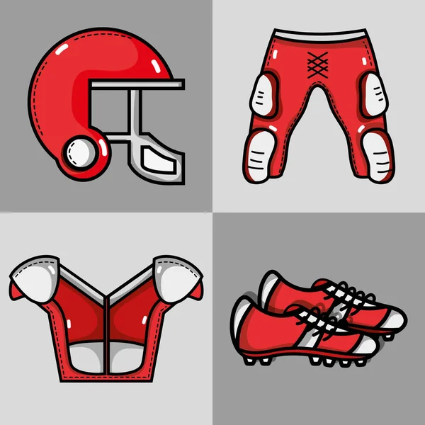 Set American Football Kleidung Element Protection Vektor Illustratioon — Stockvektor