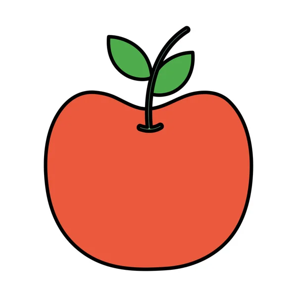 Ligne Couleur Délicieuse Pomme Fruits Biologiques Avec Illustration Vectorielle Vitamine — Image vectorielle