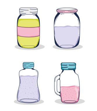 Mason kavanoz koleksiyonu vektör çizim grafik tasarım ayarla