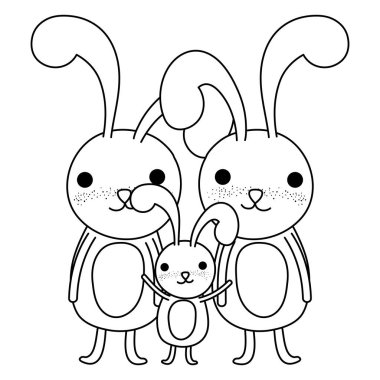 satır aile tavşan sevimli hayvanlar illüstrasyon vektör