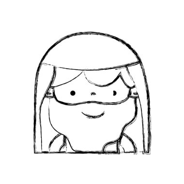 Grunge dini İsa Mesih ile saç ve sakal vektör çizim