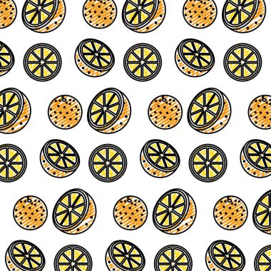 Doodle lezzetli portakal organik meyve arka plan vektör çizim