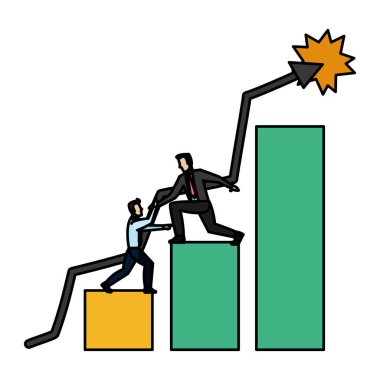 renk işadamları ile büyüyen bar istatistikleri diyagramı illüstrasyon vektör