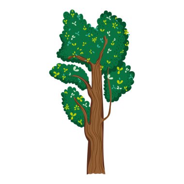 egzotik ağaç ile stil yaprakları ve vektör çizim şubeleri