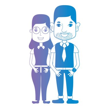 saç şekli ve kıyafet vektör çizim ile birlikte satır çift