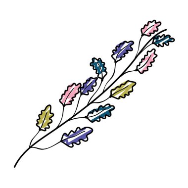 Doodle şirin egzotik dalları yaprakları stil vektör çizim