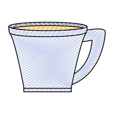 Doodle sağlıklı ve sıcak çay Kupası içecek vektör çizim